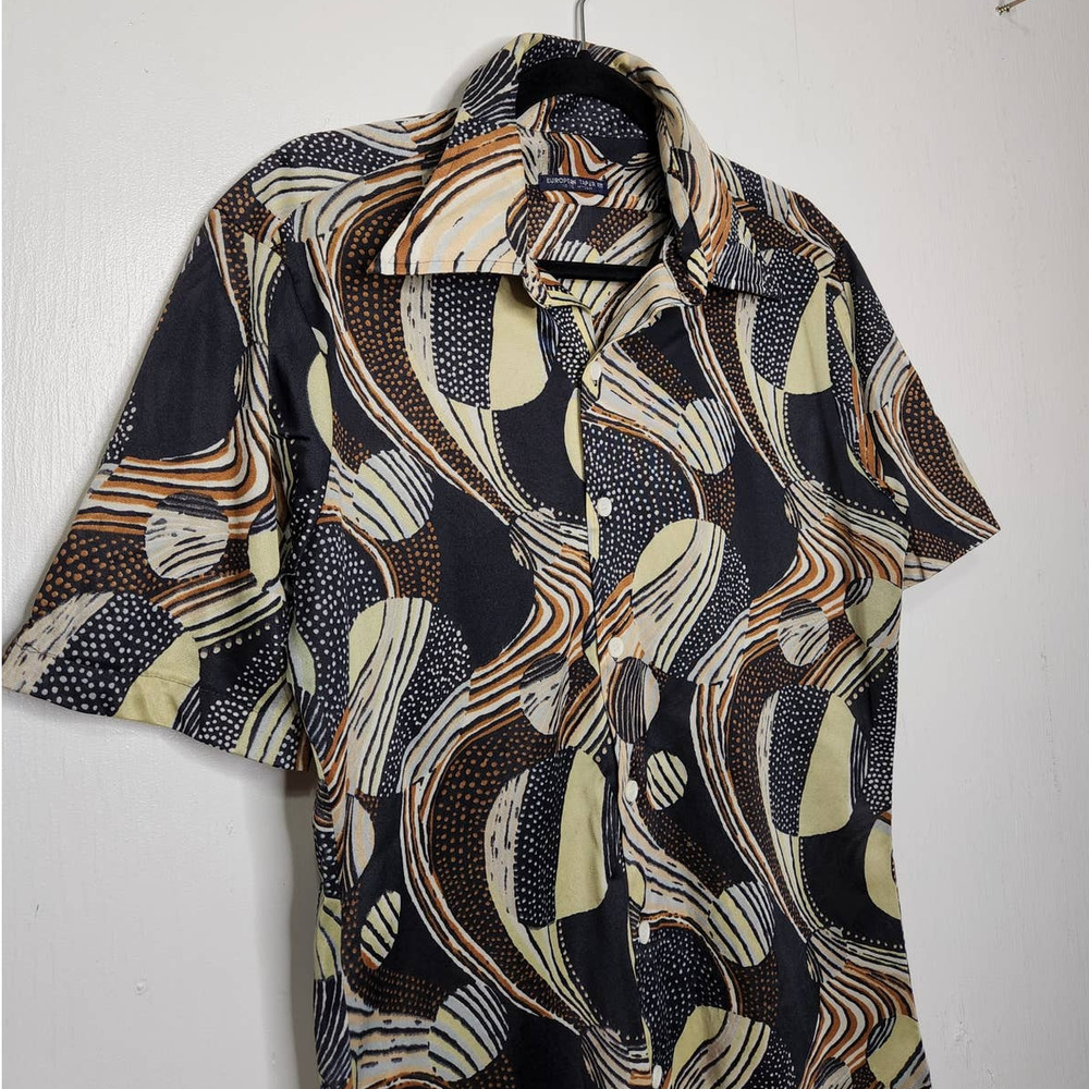 Vintage 70s Groovy Hippie Rockabilly Art Abstract All Over Rare Earth Button - Picture 3 of 7